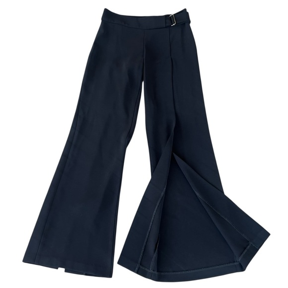 Y2K BEBE Black Split Leg Low Rise Club Pants Belted Flowy Whimsigoth Sz 6 USA - Picture 5 of 16